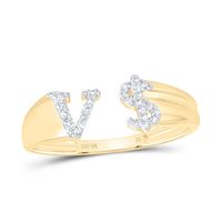 1/10CTW-DIA NK GIFT INITIAL &quot;V&quot; LADIES DOLLAR RING