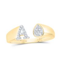 1/10CTW-DIA NK GIFT INITIAL &quot;A&quot; PEAR LADIES RING