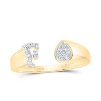 1/10CTW-DIA NK GIFT INITIAL &quot;F&quot; PEAR LADIES RING