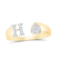 1/10CTW-DIA NK GIFT INITIAL &quot;H&quot; PEAR LADIES RING