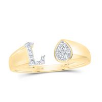 1/10CTW-DIA NK GIFT INITIAL &quot;L&quot; PEAR LADIES RING