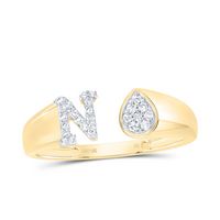 1/8CTW-DIA NK GIFT INITIAL &quot;N&quot; PEAR LADIES RING