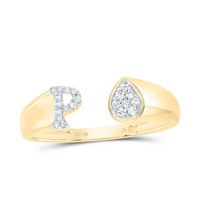 1/10CTW-DIA NK GIFT INITIAL &quot;P&quot; PEAR LADIES RING