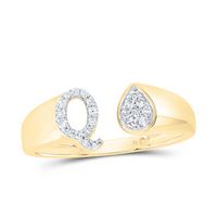 1/10CTW-DIA NK GIFT INITIAL &quot;Q&quot; PEAR LADIES RING