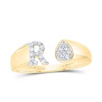 1/10CTW-DIA NK GIFT INITIAL &quot;R&quot; PEAR LADIES RING