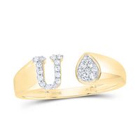 1/10CTW-DIA NK GIFT INITIAL &quot;U&quot; PEAR LADIES RING