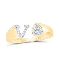 1/10CTW-DIA NK GIFT INITIAL &quot;V&quot; PEAR LADIES RING