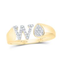 1/6CTW-DIA NK GIFT INITIAL &quot;W&quot; PEAR LADIES RING