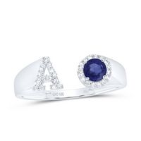 1/8CTW-DIA NK 4 MM RD-BS SYNTHETIC INITIAL &quot;A&quot; LADIES RING