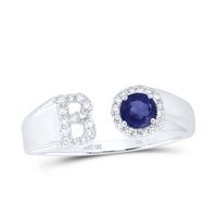 1/8CTW-DIA NK 4 MM RD-BS SYNTHETIC INITIAL &quot;B&quot; LADIES RING