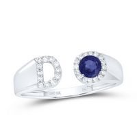 1/8CTW-DIA NK 4 MM RD-BS SYNTHETIC INITIAL &quot;D&quot; LADIES RING