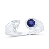 1/8CTW-DIA NK 4 MM RD-BS SYNTHETIC INITIAL &quot;F&quot; LADIES RING