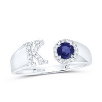 1/8CTW-DIA NK 4 MM RD-BS SYNTHETIC INITIAL &quot;K&quot; LADIES RING