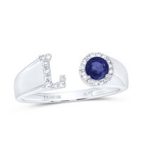 1/10CTW-DIA NK 4 MM RD-BS SYNTHETIC INITIAL &quot;L&quot; LADIES RING