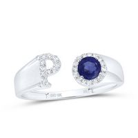 1/8CTW-DIA NK 4 MM RD-BS SYNTHETIC INITIAL &quot;P&quot; LADIES RING