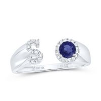 1/8CTW-DIA NK 4 MM RD-BS SYNTHETIC INITIAL &quot;S&quot; LADIES RING