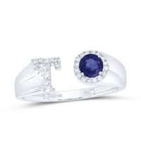 1/8CTW-DIA NK 4 MM RD-BS SYNTHETIC INITIAL &quot;T&quot; LADIES RING