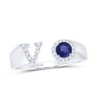 1/8CTW-DIA NK 4 MM RD-BS SYNTHETIC INITIAL &quot;V&quot; LADIES RING