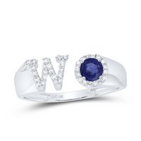 1/6CTW-DIA NK 4 MM RD-BS SYNTHETIC INITIAL &quot;W&quot; LADIES RING