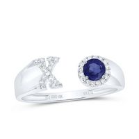 1/8CTW-DIA NK 4 MM RD-BS SYNTHETIC INITIAL &quot;X&quot; LADIES RING