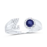 1/8CTW-DIA NK 4 MM RD-BS SYNTHETIC INITIAL &quot;Z&quot; LADIES RING