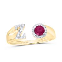 1/8CTW-DIA NK 4 MM RD-RU SYNTHETIC INITIAL  &quot;Z&quot; LADIES RING