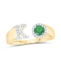 1/8CTW-DIA NK 4 MM RD-EM SYNTHETIC INITIAL  &quot;K&quot; LADIES RING