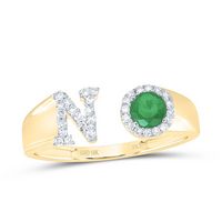1/6CTW-DIA NK 4 MM RD-EM SYNTHETIC INITIAL  &quot;N&quot; LADIES RING
