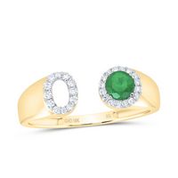 1/8CTW-DIA NK 4 MM RD-EM SYNTHETIC INITIAL  &quot;O&quot; LADIES RING