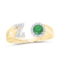 1/8CTW-DIA NK 4 MM RD-EM SYNTHETIC INITIAL  &quot;Z&quot; LADIES RING