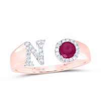 1/8CTW-DIA NK 4 MM RD-RU SYNTHETIC INITIAL  &quot;N&quot; LADIES RING