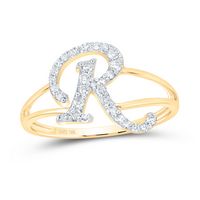 1/5CTW-DIA NK GIFT INITIAL &quot;R&quot; LADIES RING