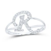 1/5CTW-DIA NK GIFT INITIAL &quot;R&quot; LADIES RING