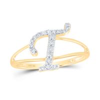 1/6CTW-DIA NK GIFT INITIAL &quot;T&quot; LADIES RING