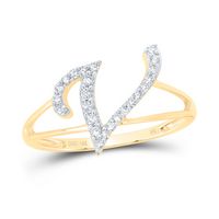 1/6CTW-DIA NK GIFT INITIAL &quot;V&quot; LADIES RING
