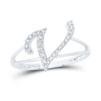 1/6CTW-DIA NK GIFT INITIAL &quot;V&quot; LADIES RING