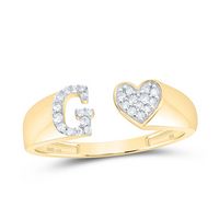 1/10CTW-DIA NK GIFT INITIAL &quot;G&quot; LADIES HEART RING