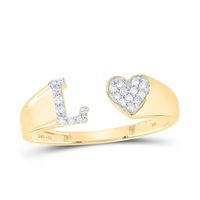 1/10CTW-DIA NK GIFT INITIAL &quot;L&quot; LADIES HEART RING