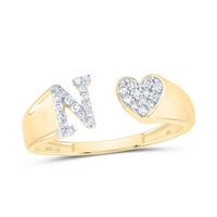 1/8CTW-DIA NK GIFT INITIAL &quot;N&quot; LADIES HEART RING