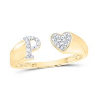 1/10CTW-DIA NK GIFT INITIAL &quot;P&quot; LADIES HEART RING
