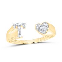 1/10CTW-DIA NK GIFT INITIAL &quot;T&quot; LADIES HEART RING