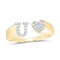 1/8CTW-DIA NK GIFT INITIAL &quot;U&quot; LADIES HEART RING