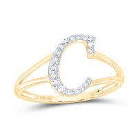 1/8CTW-DIA NK GIFT INITIAL &quot;C&quot; LADIES RING