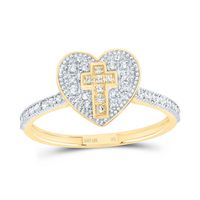 1/5CTW-NAT DIA NK GIFT CROSS HEART RING
