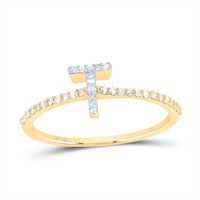 1/6CTW-DIA NK GIFT INITIAL &quot;T&quot; RING
