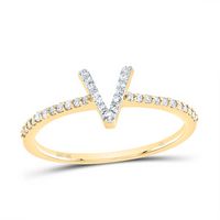 1/6CTW-DIA NK GIFT INITIAL &quot;V&quot; RING