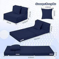 Folding Sofa Bed for Kids, Corduroy Fold Out Chair Bed Toddler Futon Chair - Dark Blue