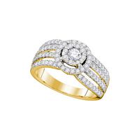 14kt Yellow Gold Womens Round Diamond Solitaire Halo Strand Wedding Engagement Ring 1.00 Cttw