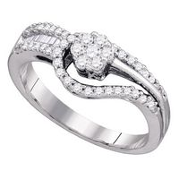 10kt White Gold Womens Round Diamond Flower Cluster Bridal Wedding Engagement Ring 1/2 Cttw