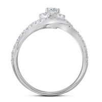 14kt White Gold Womens Round Diamond Split-shank Halo Wedding Engagement Ring Set 1-1/4 Cttw